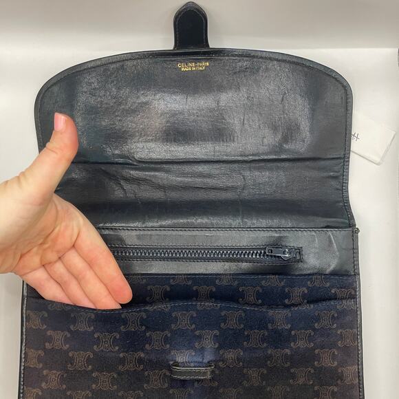 Celine Triomphe Clutch Toiletry Pouch Vintage Logo Makeup Case Bag Pochette - Picture 13 of 16